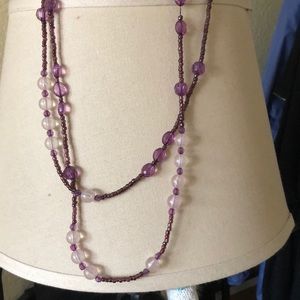 48” amethyst colored beaded necklace